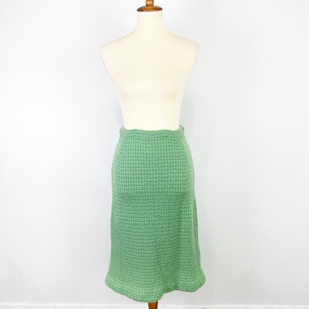Vintage green knit sweater and dress set handmade by Virginia Bingham Size XS - Picture 6 of 8